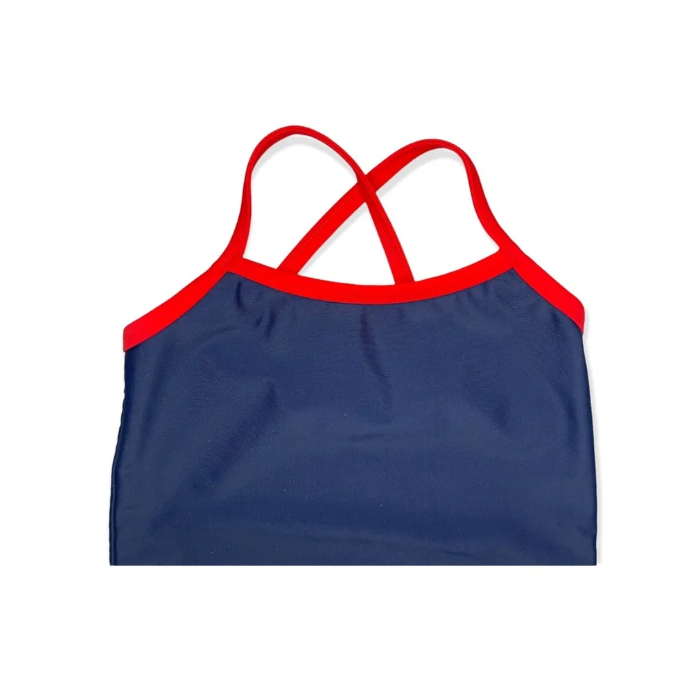 Primary Red & Navy Blue Cross Back Swim Tankini